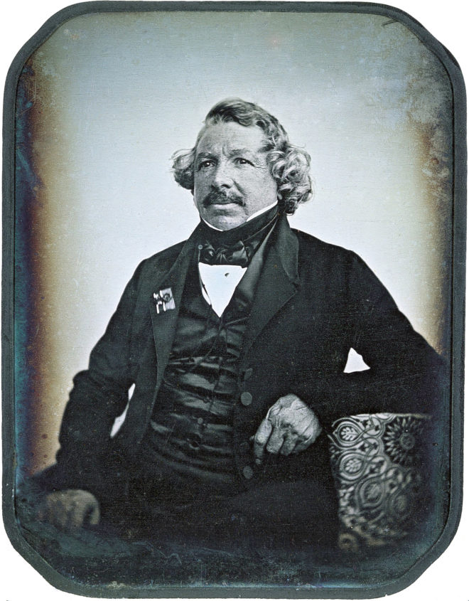 Daguerreotype photograph of Louis Jacques Mande-Daguerre.